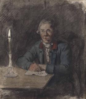 Johannes-Christian Janson - Self-Portrait at a table with a candle