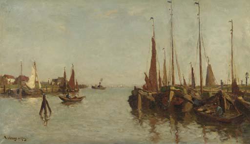 Johannes Embrosius Van De Wetering De Rooij - A harbour entrance
