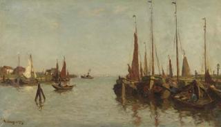 Johannes Embrosius Van De Wetering De Rooij - A harbour entrance