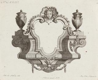 Johannes Esaias Nilson - 10 Bll.: Architektonische Laubwerke, Gedenktafeln und antike