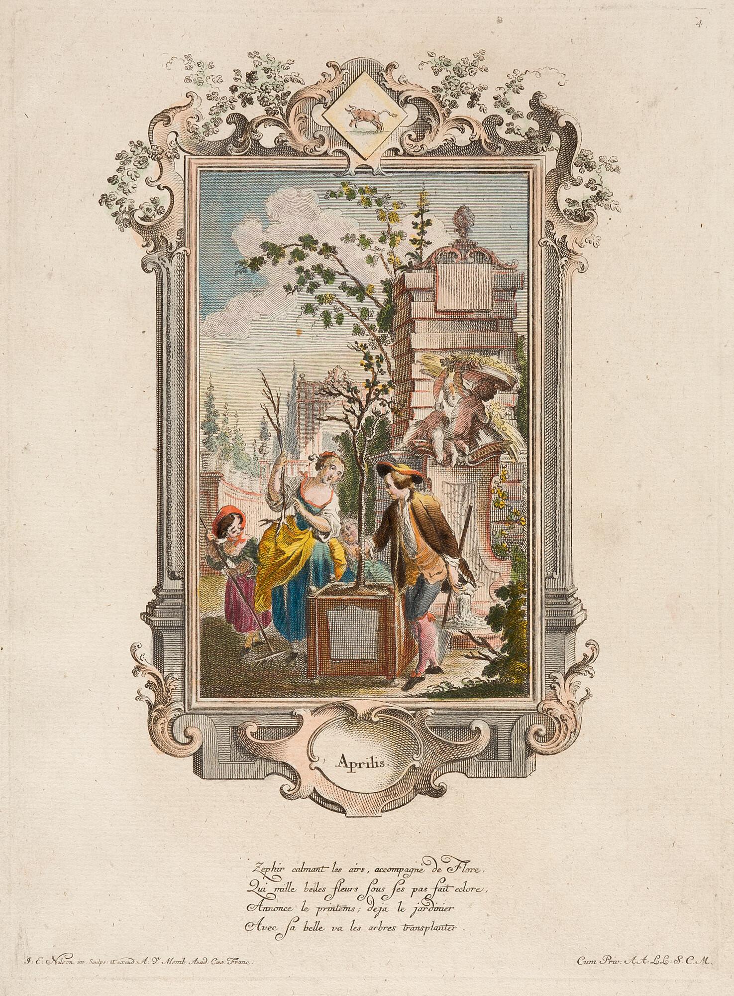 Johannes Esaias Nilson - Folge von 12 Bll.: Beschäftigungen und Vergnügungen der 12