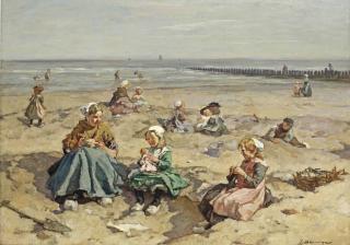 Johannes Evert Hendrik Akkeringa - A summer\'s day at the beach, Scheveningen