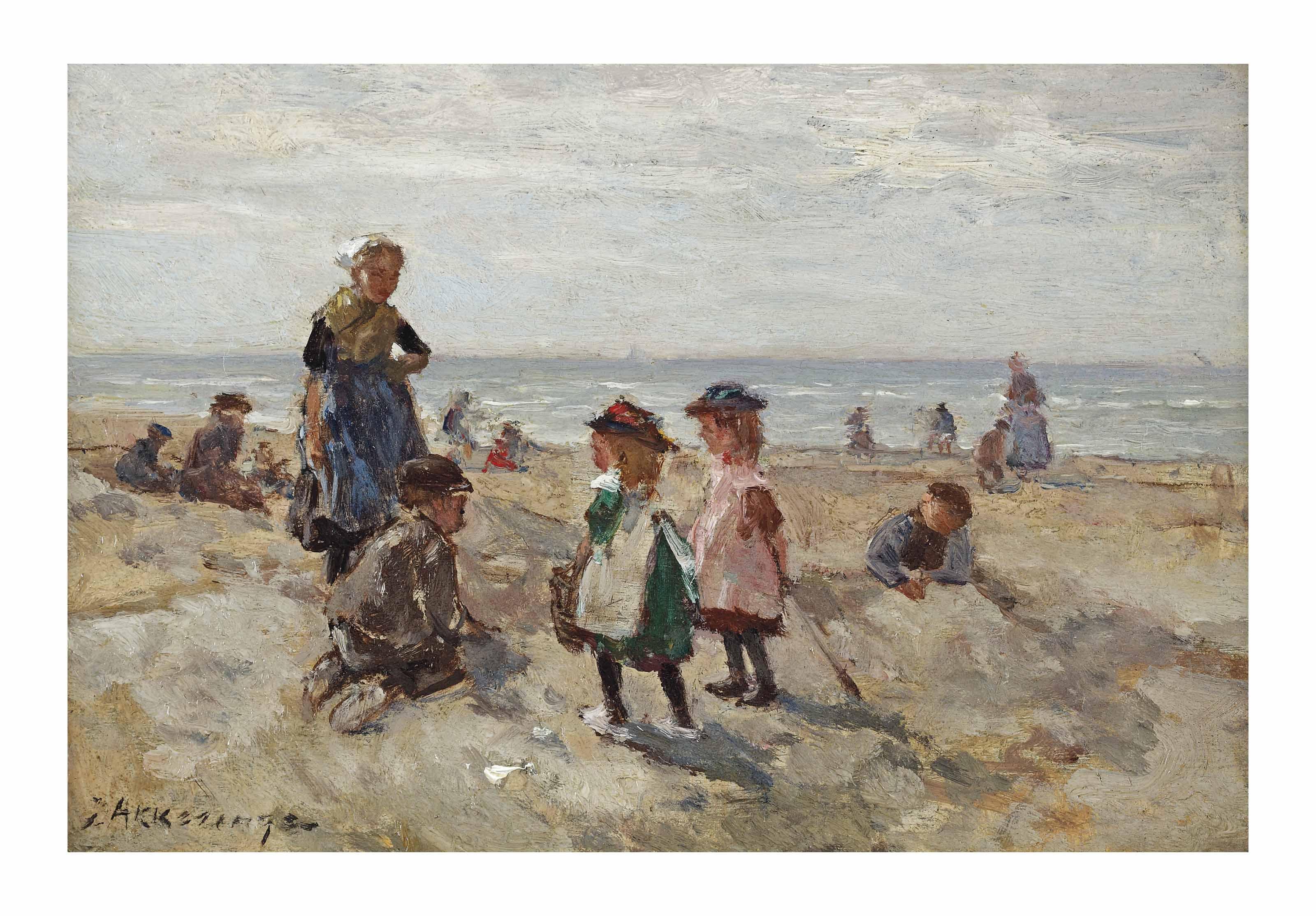 Johannes Evert Hendrik Akkeringa - Children playing on the beach