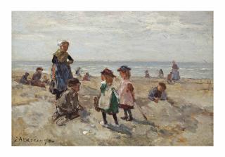 Johannes Evert Hendrik Akkeringa - Children playing on the beach