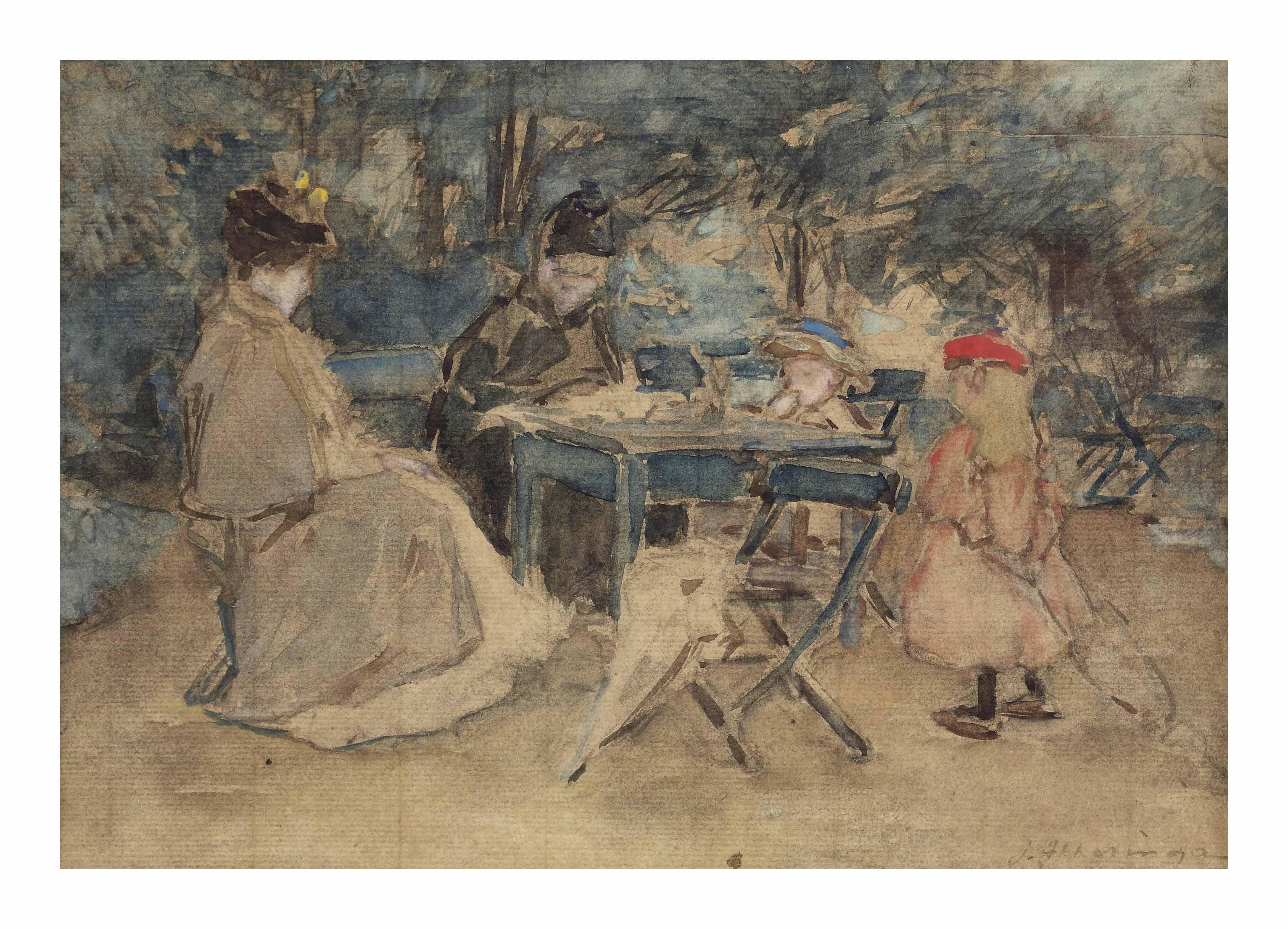 Johannes Evert Hendrik Akkeringa - Een theemiddagje: an afternoon tea in The Hague