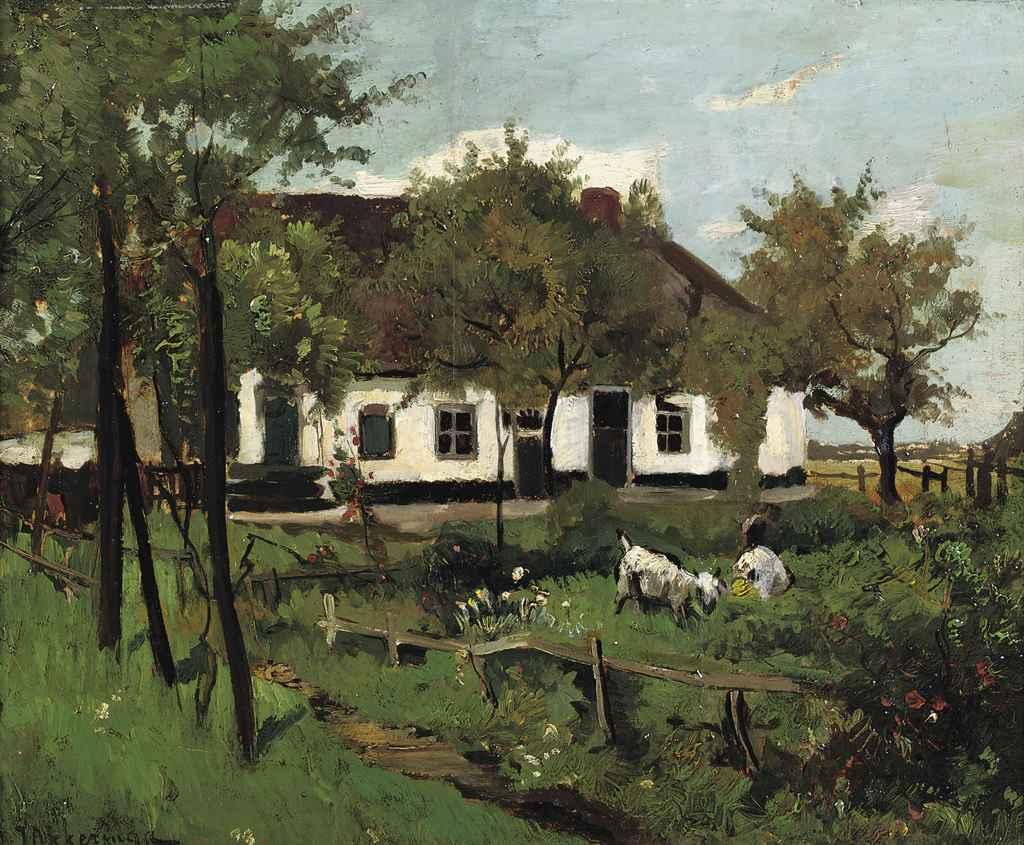 Johannes Evert Hendrik Akkeringa - Farmhouse with goats