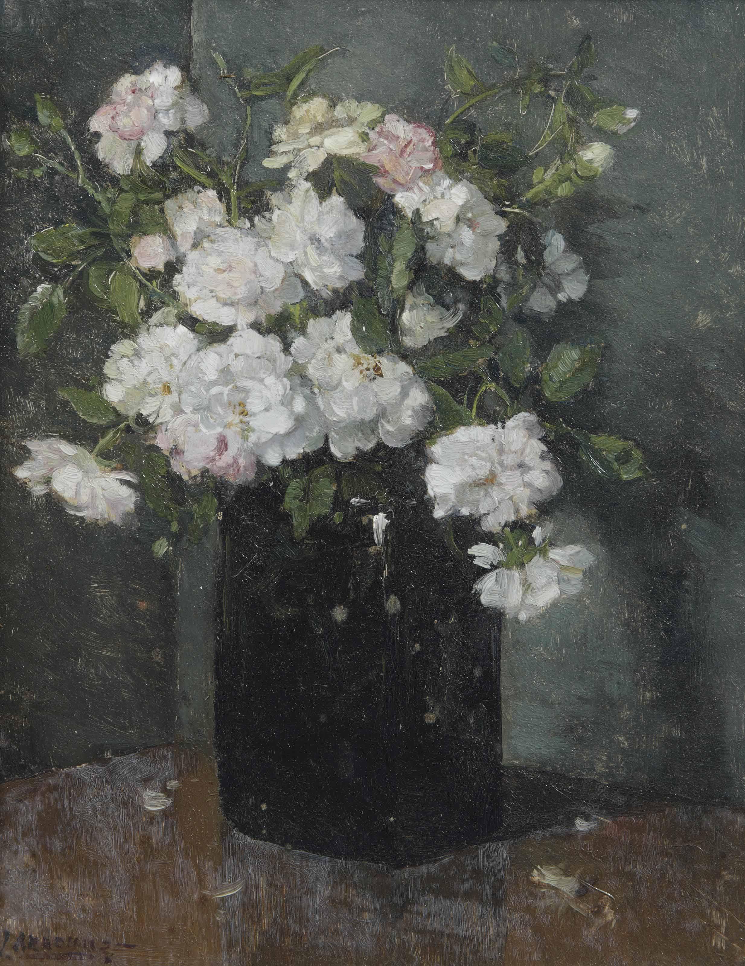 Johannes Evert Hendrik Akkeringa - Roosjes; roses in a jar