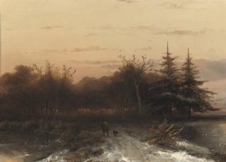 Johannes Franciscus Hoppenbrouwers - A huntsman and his dog