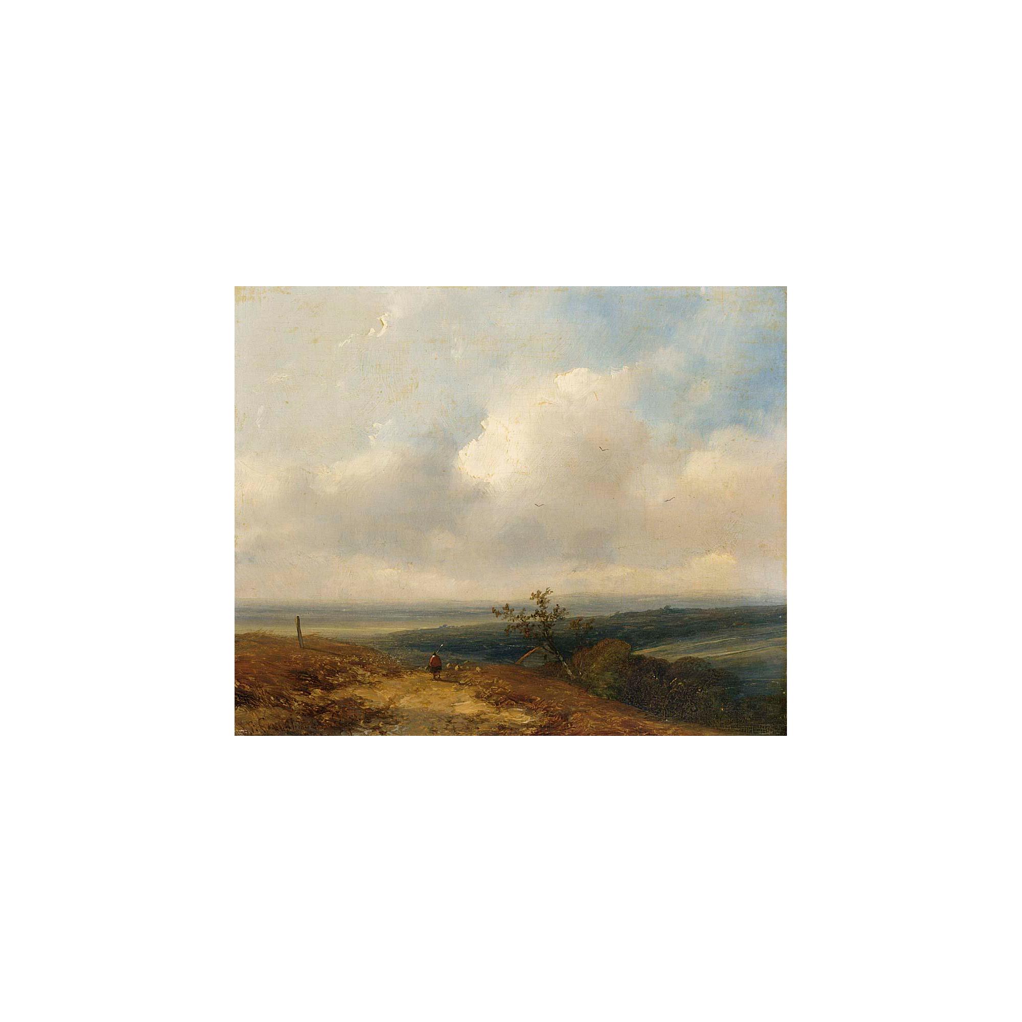 Johannes Franciscus Hoppenbrouwers - A Shepherd In An Extensive Landscape