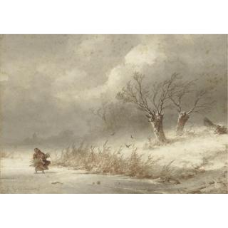 Johannes Franciscus Hoppenbrouwers - Gathering Wood In Winter
