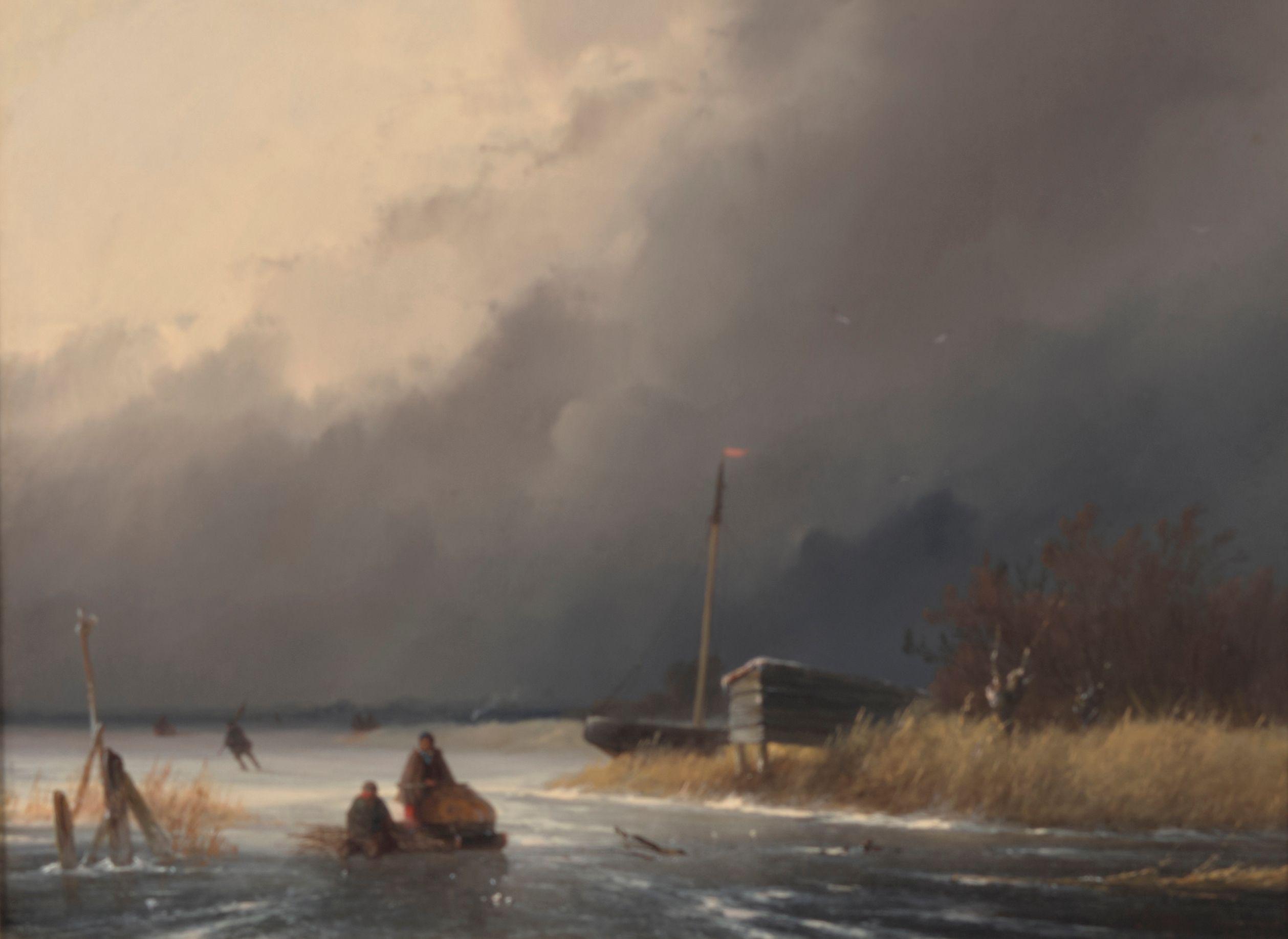 Johannes Franciscus Hoppenbrouwers - Skaters on a Frozen Pond