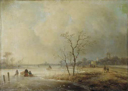 Johannes Franciscus Hoppenbrouwers - Winter activities on the ice