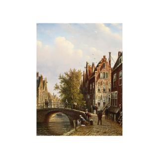 Johannes Franciscus Spohler - A Dutch Town With Figures On A Canal
