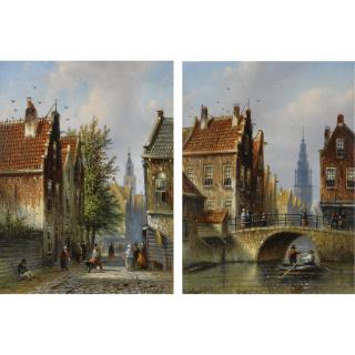 Johannes Franciscus Spohler - A View Of The Bloemstraat, Amsterdam; A View Of The Groenburgwal, Amsterdam (A Pair)