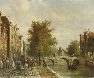 Johannes Franciscus Spohler - Daily activities along a Dutch canal