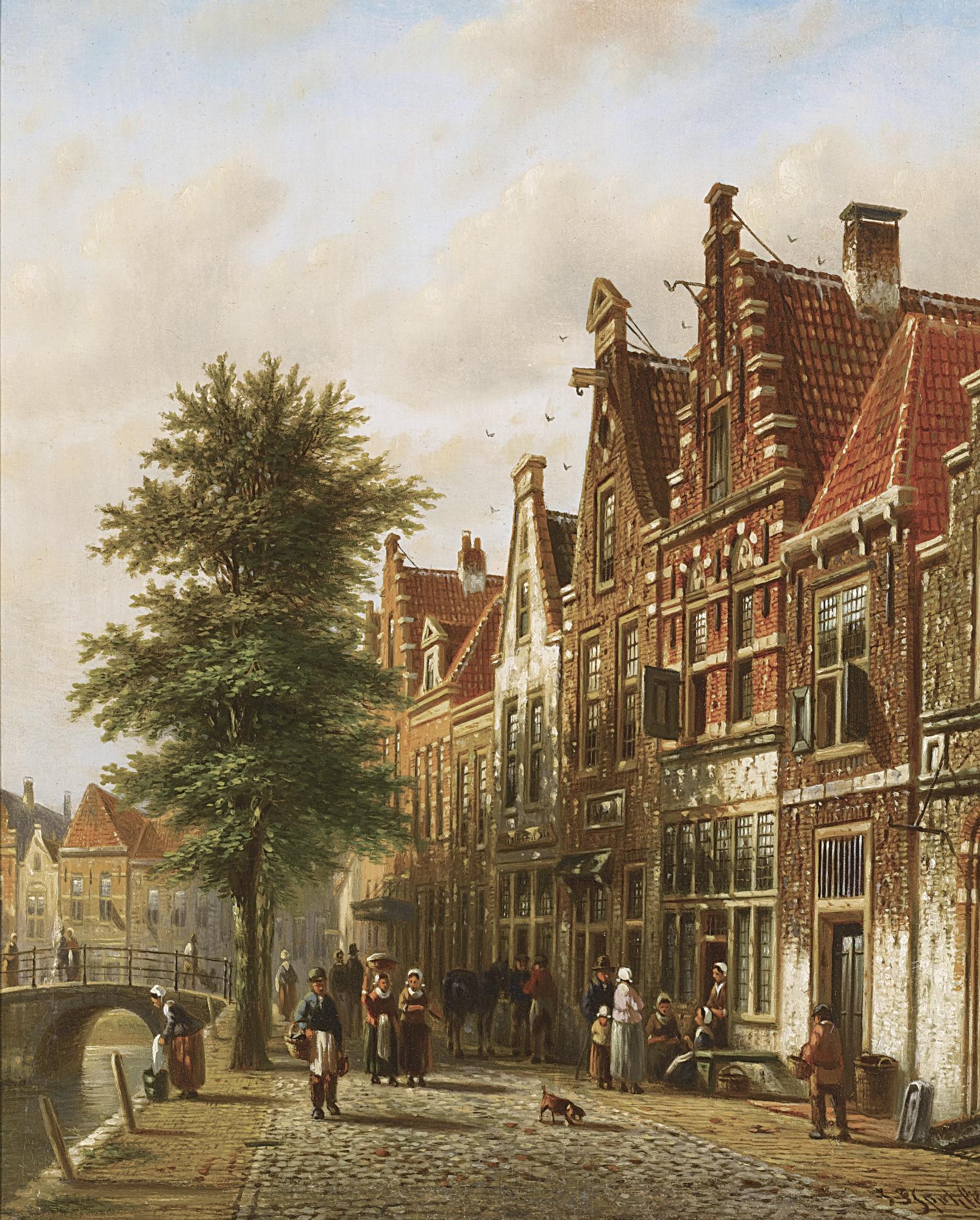 Johannes Franciscus Spohler - Dutch The Grachten, Amsterdam: A Pair