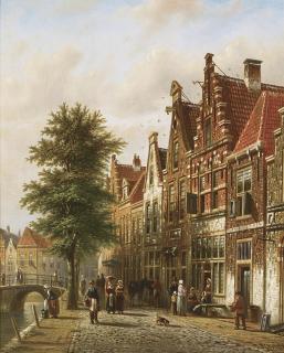 Johannes Franciscus Spohler - Dutch The Grachten, Amsterdam: A Pair