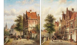 Johannes Franciscus Spohler - On the canal each 26.2 x 21.4cm (10 1/4 x 8 1/2in). (2)