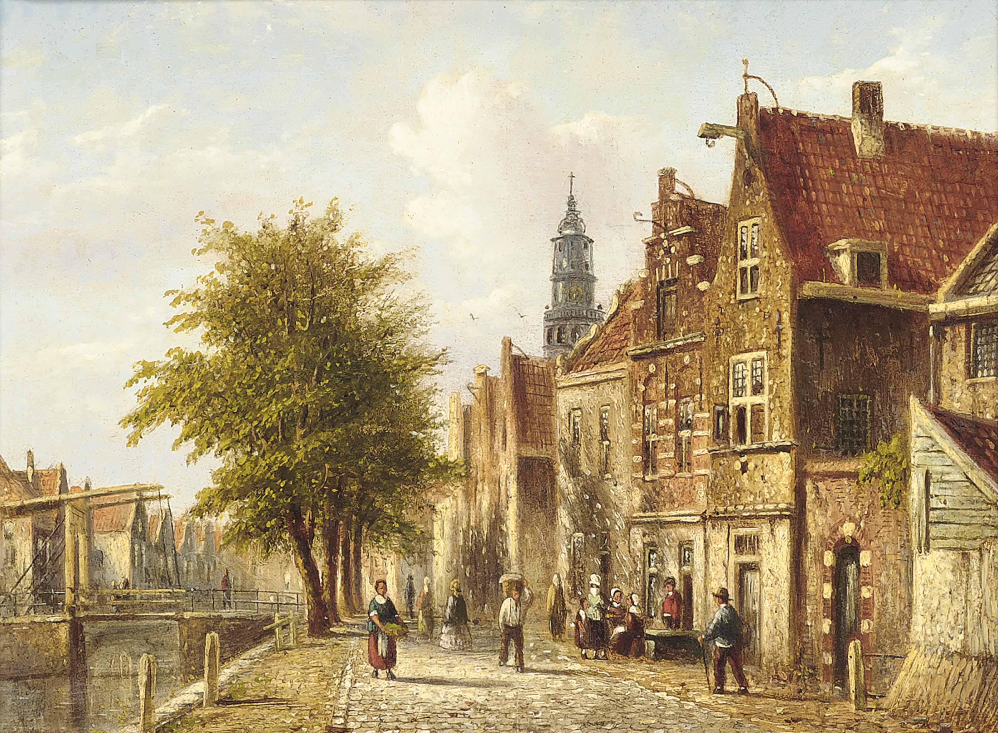 Johannes Franciscus Spohler - On the canal side, Amsterdam