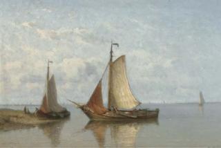 Johannes Frederick Schütz - Barges from Zierikzee on a calm