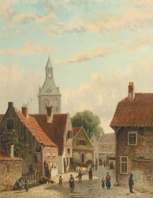 Johannes Frederik Hulk Sen. - Busy street in a small town