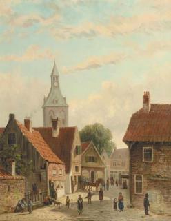 Johannes Frederik Hulk Sen. - Busy street in a small town