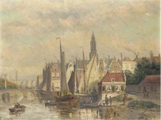 Johannes Frederik Hulk - Activities in a Dutch harbour; and The fleet preparing for departure