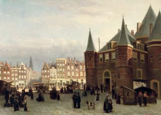 Johannes Frederik Hulk - Marketday outside the Waag on the Nieuwmarkt, Amsterdam
