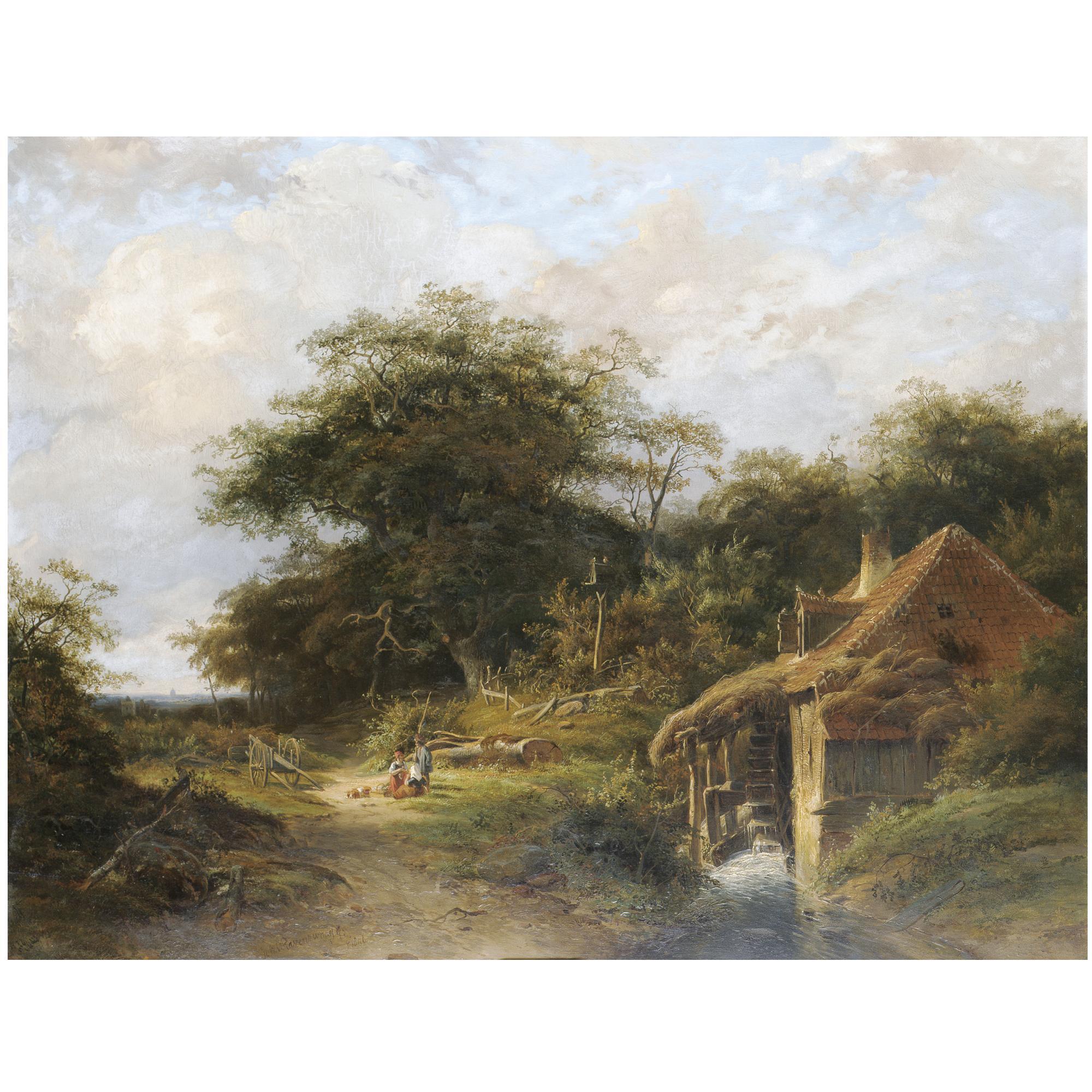 Johannes Gijsbertus van Ravenswaay - Dutch A Rest By The Watermill