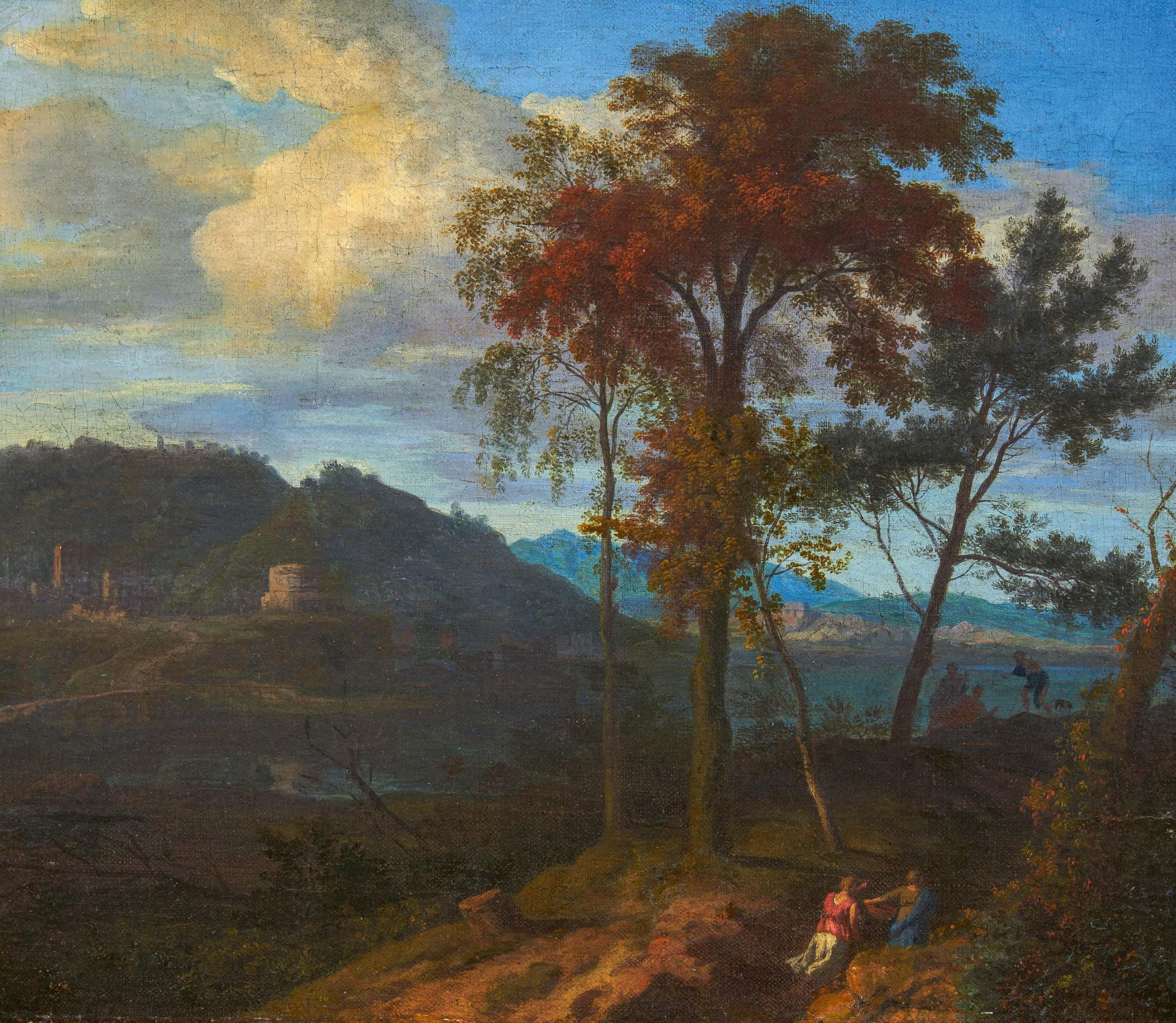 Johannes Glauber - Italienische Landschaft am See.