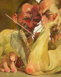 Johannes Grützke - Zwei Personen mit Turnschuh und Geigenbogen