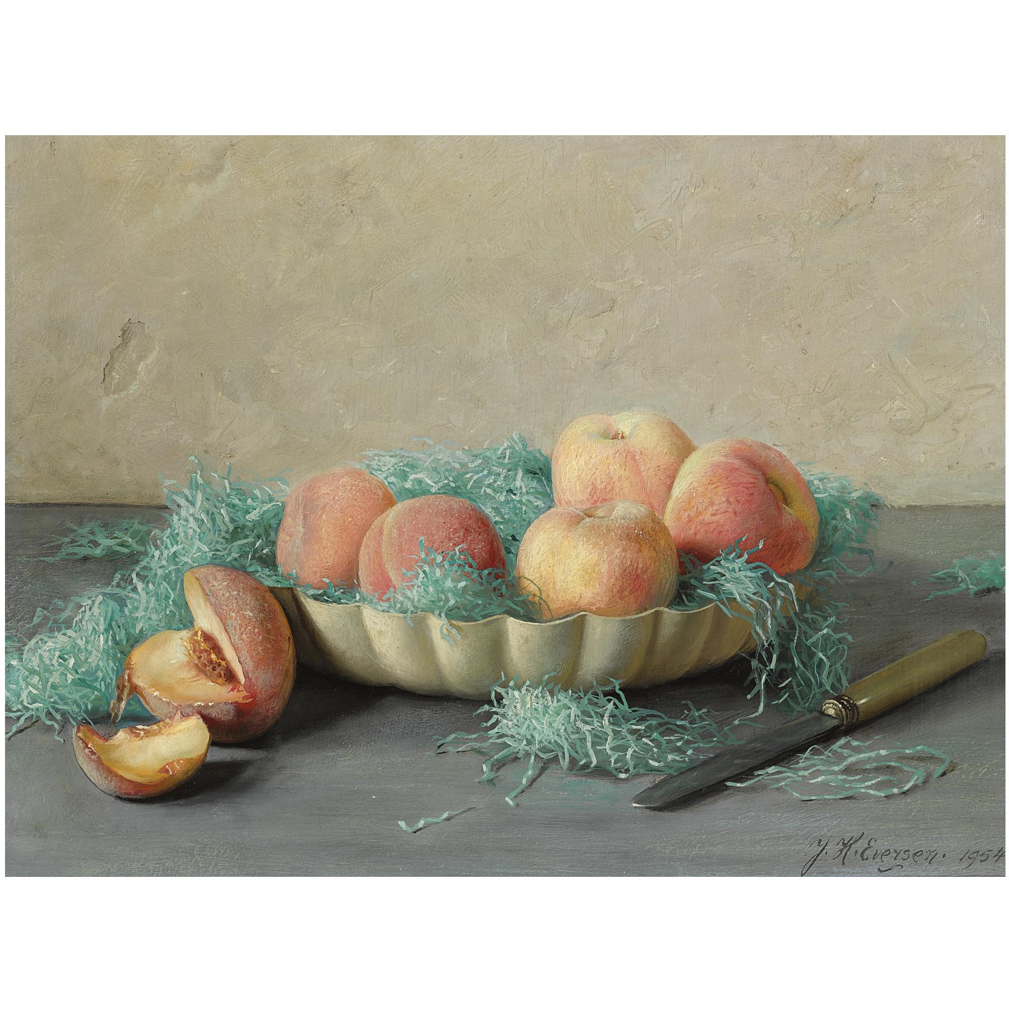 Johannes Hendrick Eversen - Dutch A Still Life With Peaches