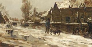 Johannes Hendrik Van Mastenbroek - Along the water in winter