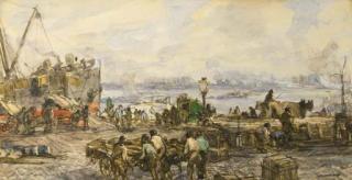 Johannes Hendrik Van Mastenbroek - Décharge des bateaux sur la Meuse à Rotterdam