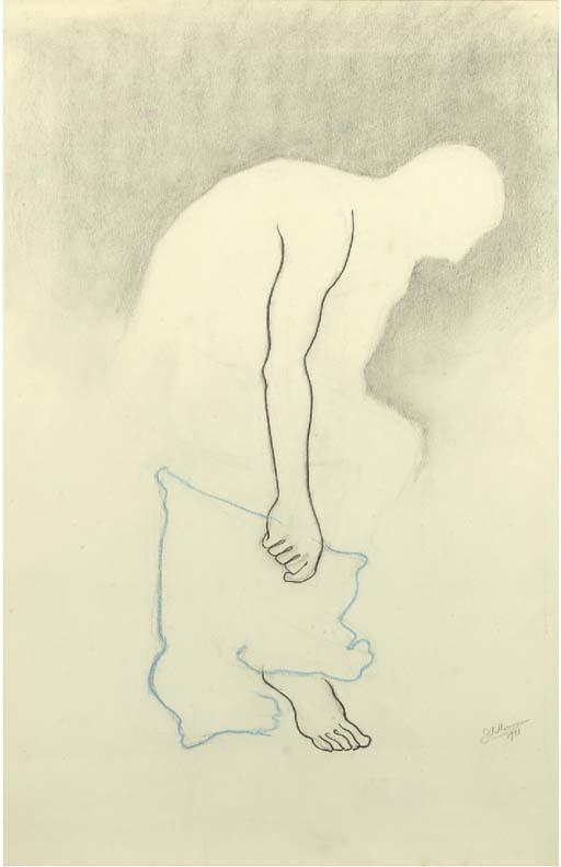 Johannes Hendrikus Moesman - Bending figure holding trousers