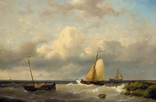 Johannes Hermanus Barend Koekkeok - Fishing boats off the Dutch coast