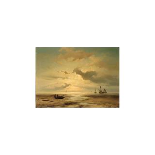 Johannes Hermanus Barend Koekkoek - A Coastal Scene With Figures On The Beach