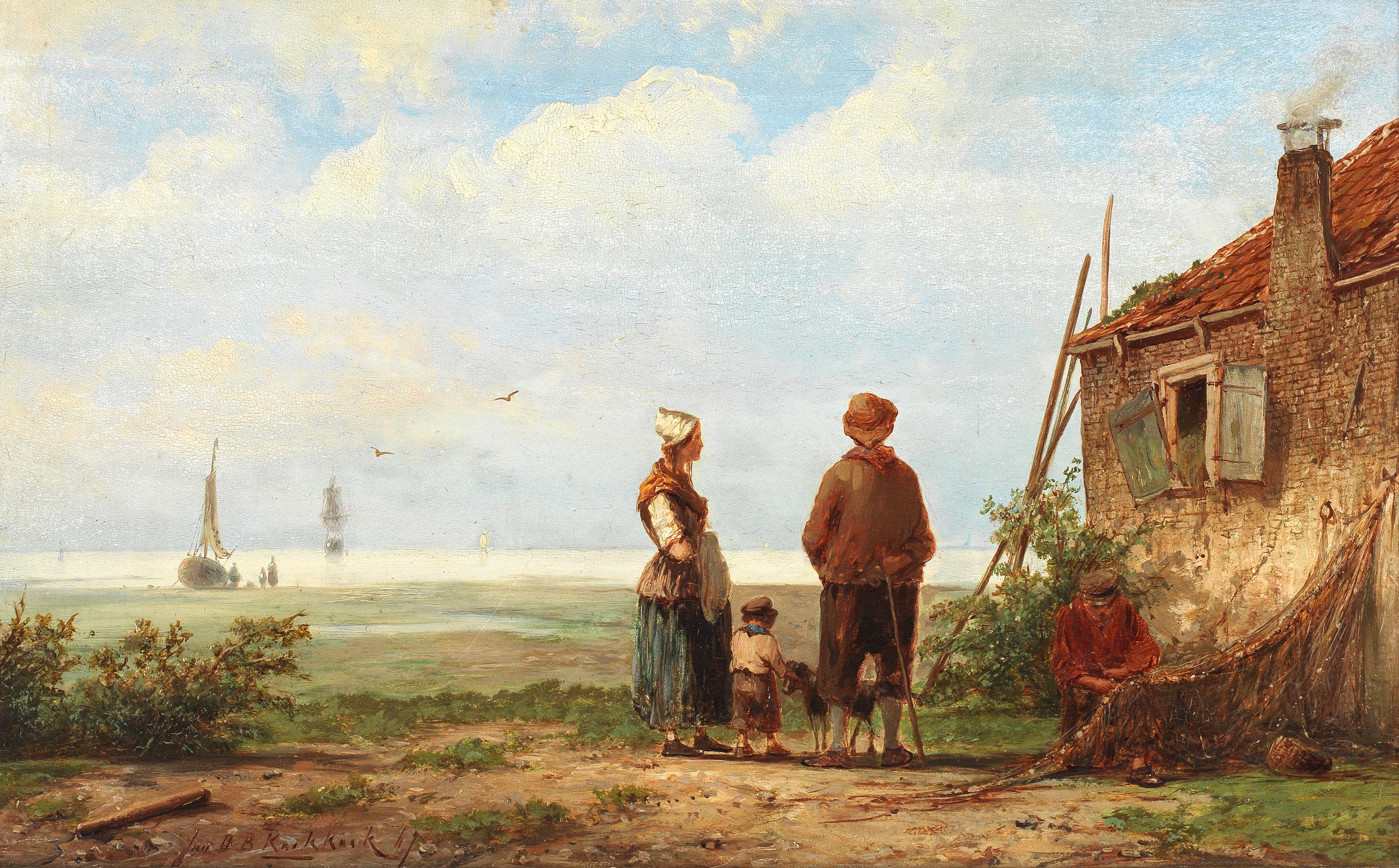 Johannes Hermanus Barend Koekkoek - Coastal scene with figures