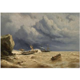 Johannes Hermanus Barend Koekkoek - Dutch A Shipwreck In Stormy Weather