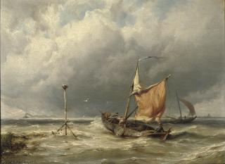 Johannes Hermanus Barend Koekkoek - Fishermen in rough weather
