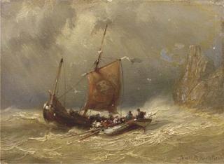 Johannes Hermanus Barend Koekkoek - Setting out on choppy waters