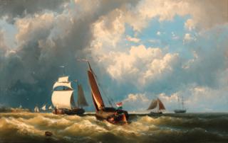 Johannes Hermanus Barend Koekkoek - Squally weather at the mouth of the Scheldt