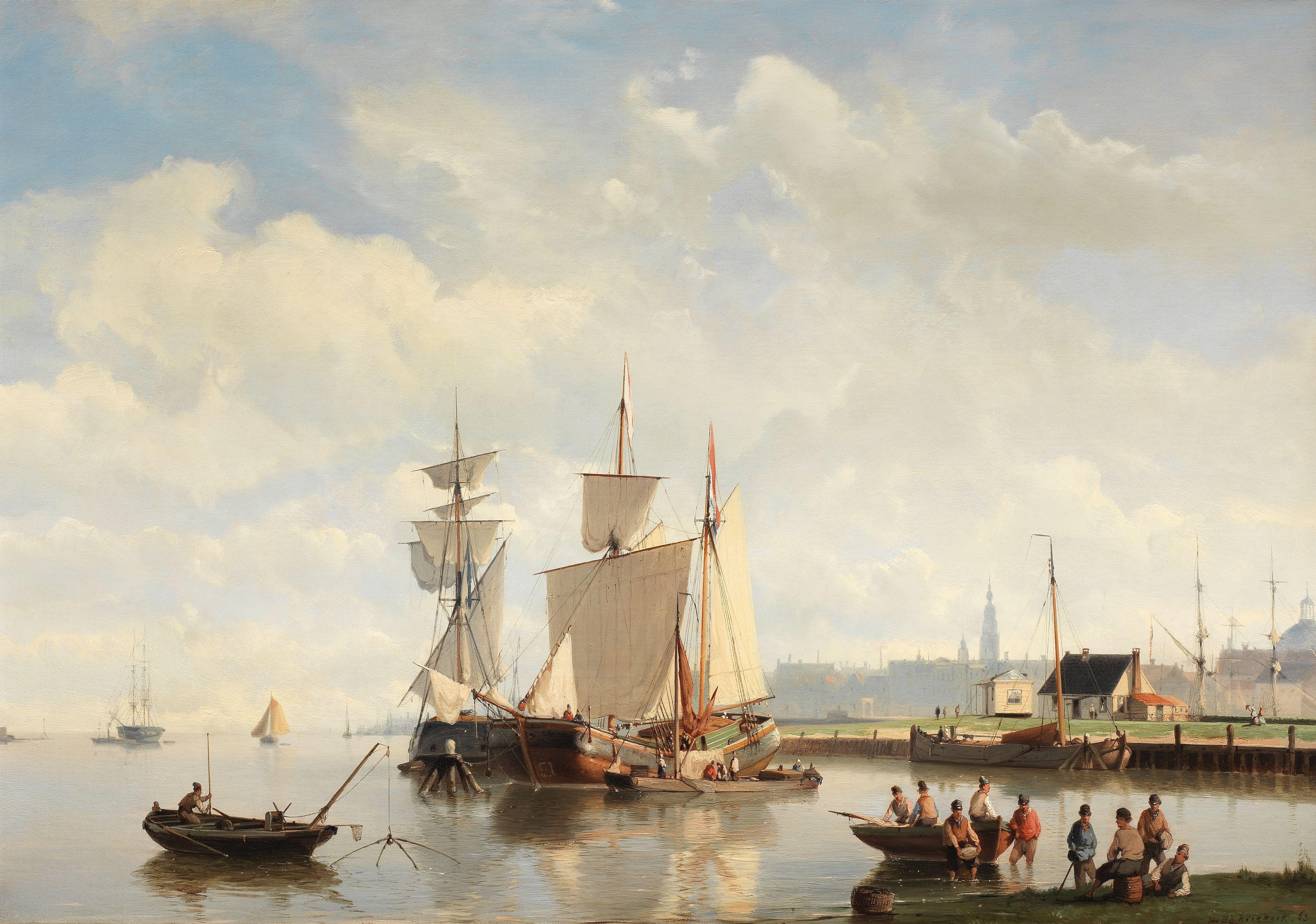 Johannes Hermanus Barend Koekkoek - The Harbour At Amsterdam