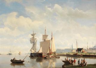Johannes Hermanus Barend Koekkoek - The Harbour At Amsterdam