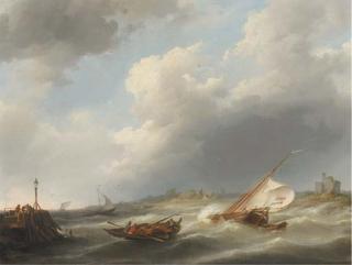 Johannes Hermanus Koekkoek - Caught in a stiff breeze