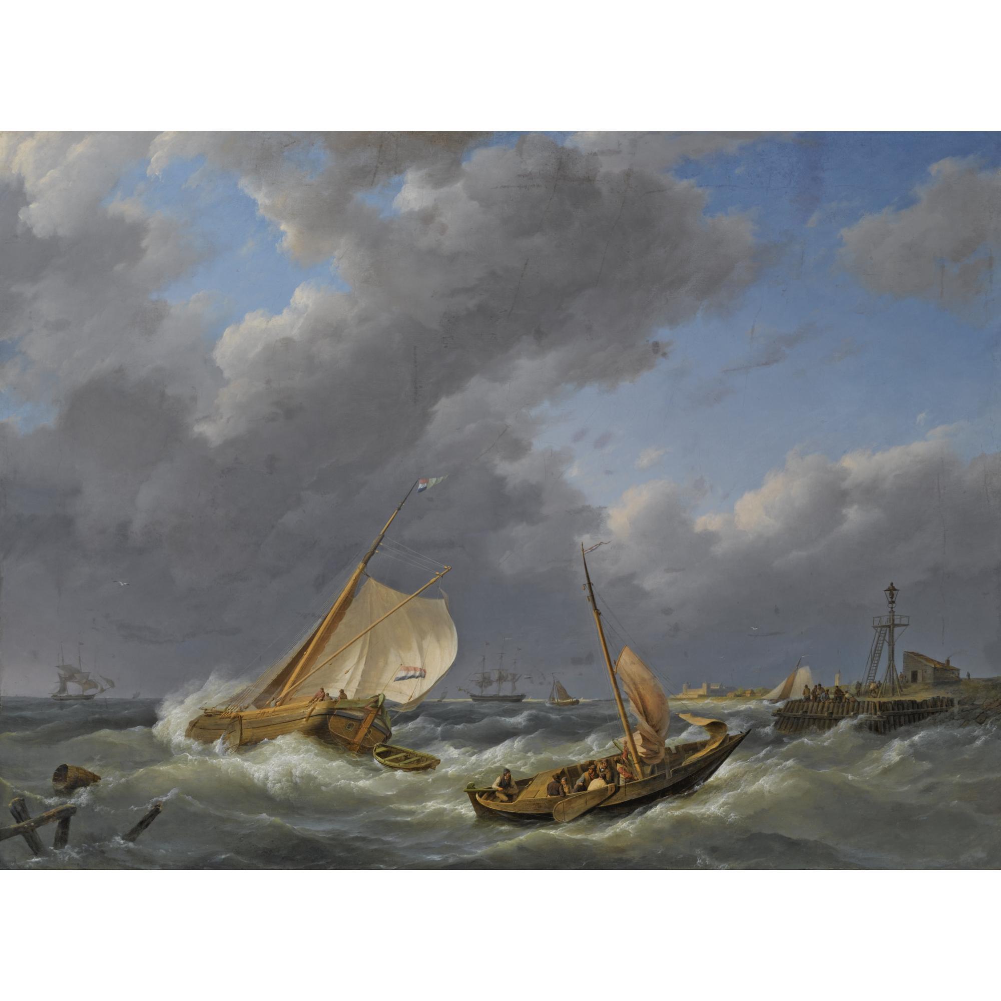 Johannes Hermanus Koekkoek - Dutch Shipping In Choppy Waters