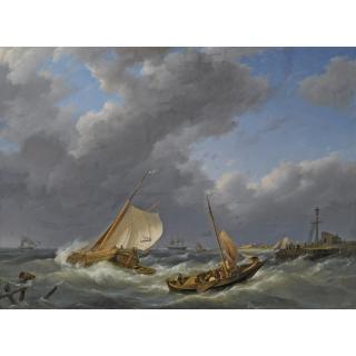 Johannes Hermanus Koekkoek - Dutch Shipping In Choppy Waters