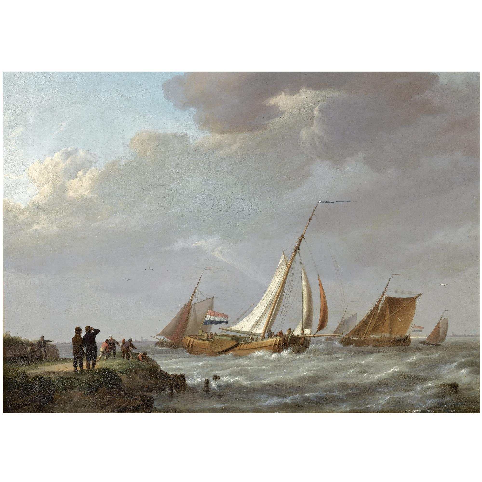 Johannes Hermanus Koekkoek - Dutch Shipping Off The Dutch Coast