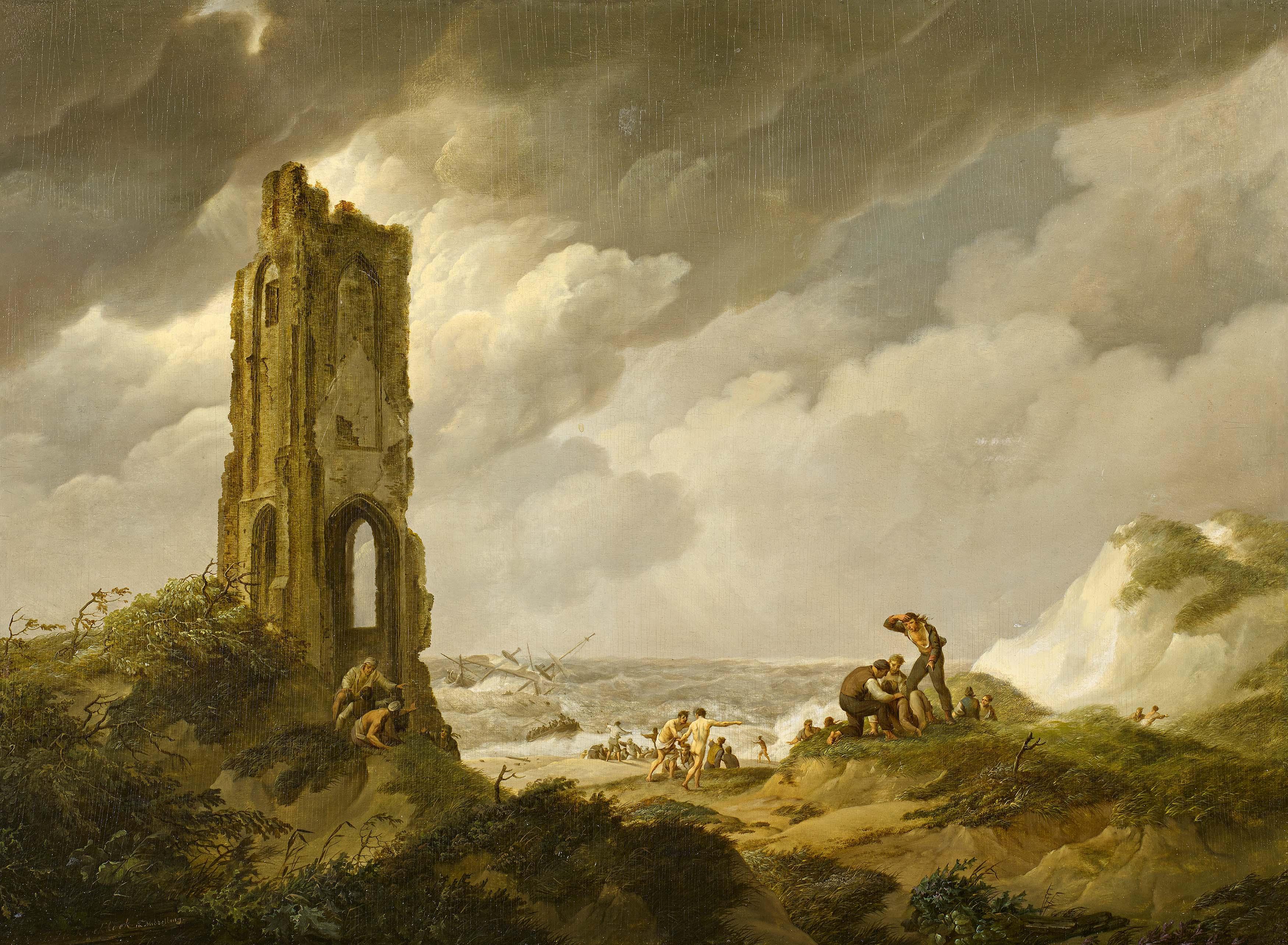 Johannes Hermanus Koekkoek - Schiffbruch vor der Küste Zeelands