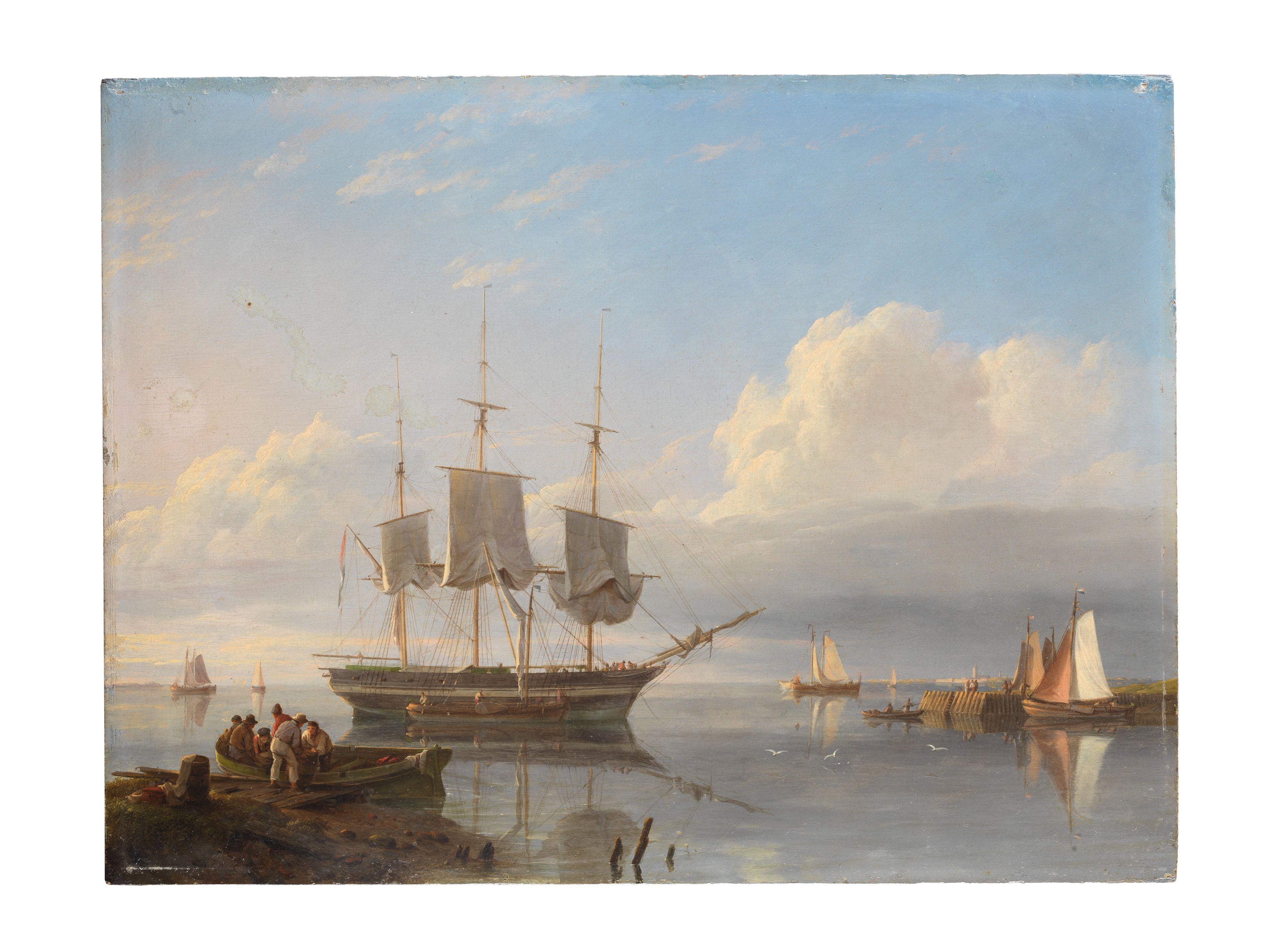 Johannes Hermanus Koekkoek - Shipping in the mouth of an estuary